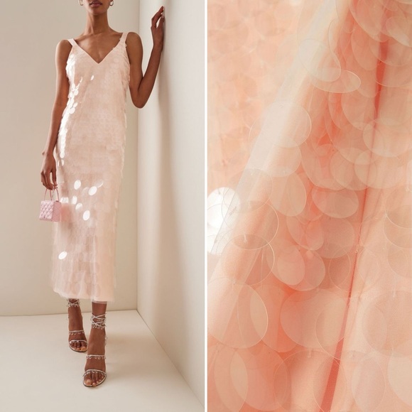 Jonathan Simkhai Madysen sequined tulle midi dress in Blush Pink Size 0 - Picture 5 of 15